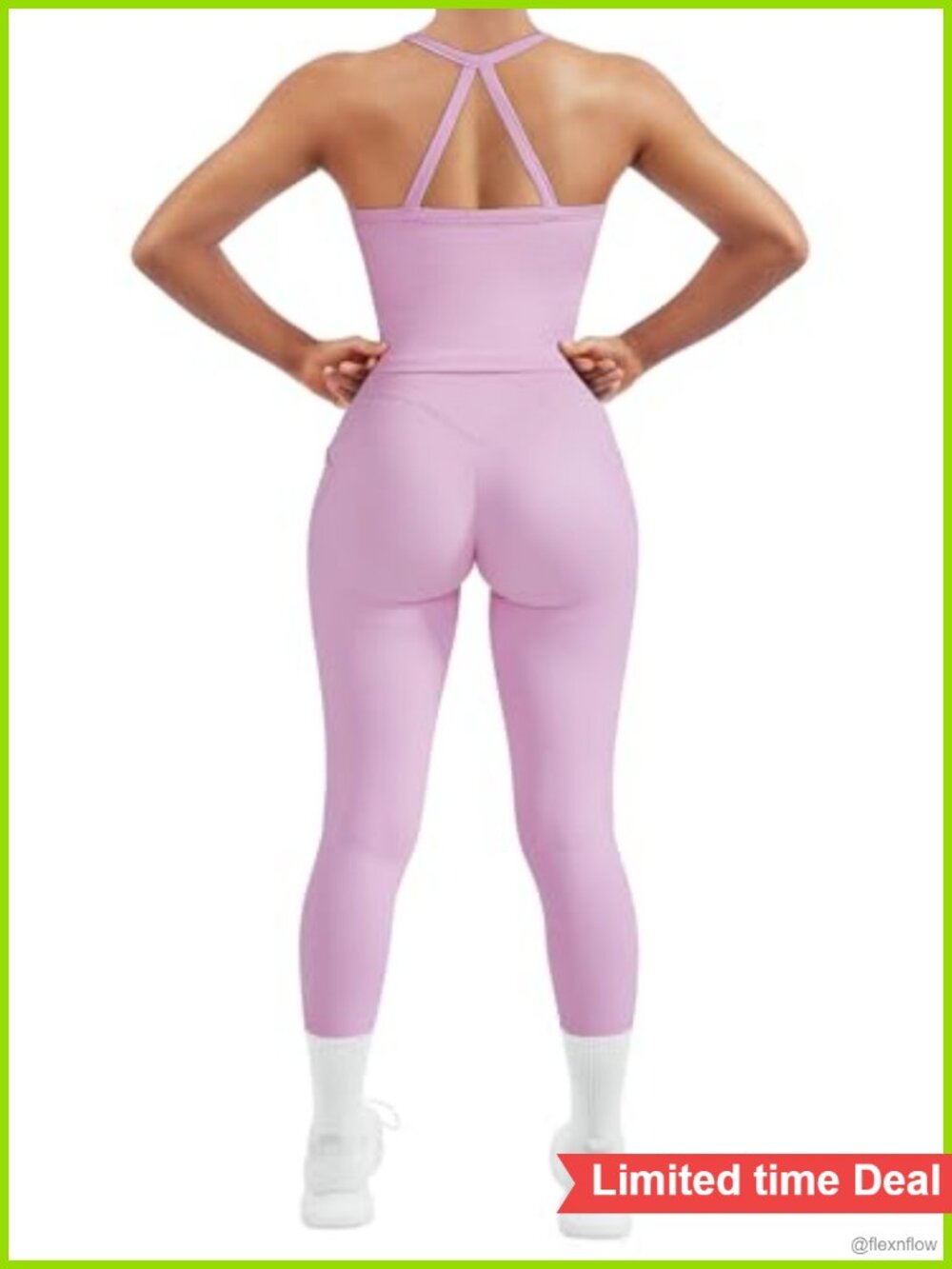 2 Piece Workout Sets Compression Tummy Control Leggings with Pockets Halter